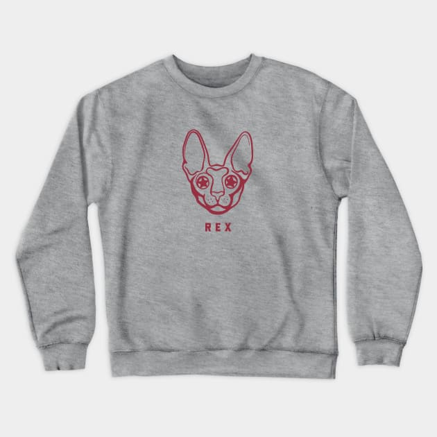 Head of a Cornish Rex. Flat design for cat and feline lovers Crewneck Sweatshirt by croquis design